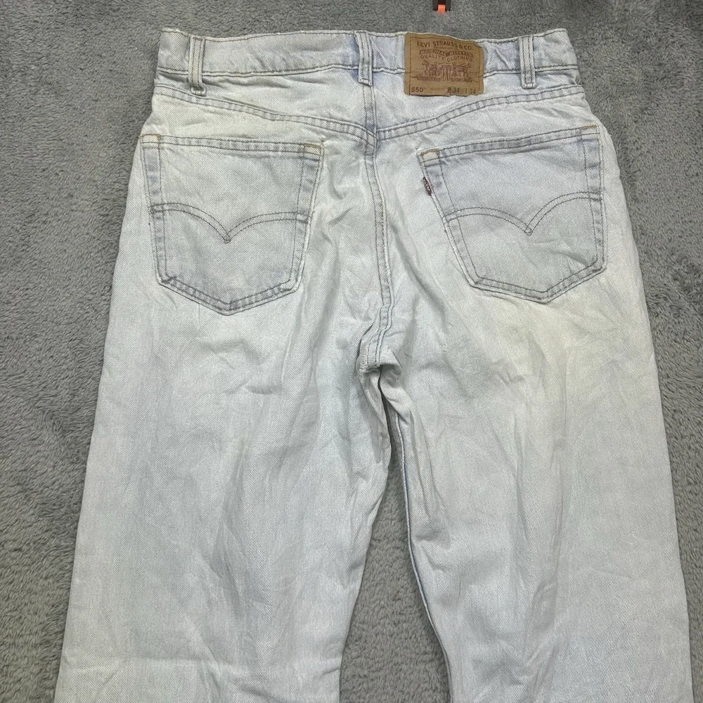 Vintage Levis 550 Jeans Mens 34x34 Relaxed Fit Made USA‎ Holes Stains 90s Denim